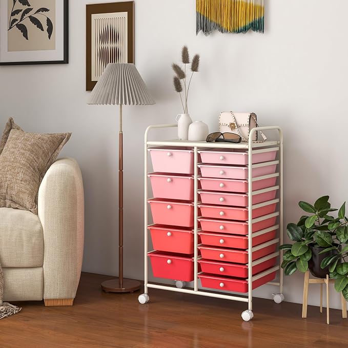 GOFLAME 15-Drawer Rolling Storage Cart, Utility Cart - Image 9