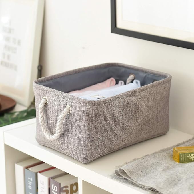 TheWarmHome Large Storage Bins Basket, 2 Pack Grey Fabric Storage Cubes - Image 8