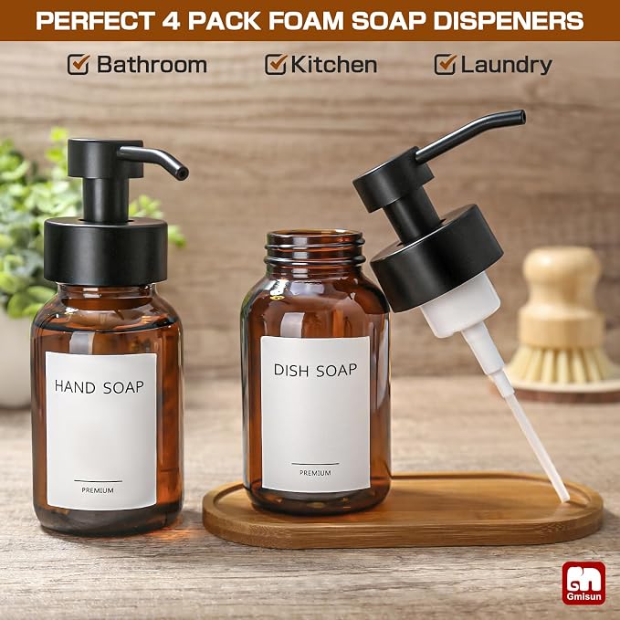 GMISUN Foaming Soap Dispenser, Refillable Hand Soap Foam Dispensers, Modern - Image 4