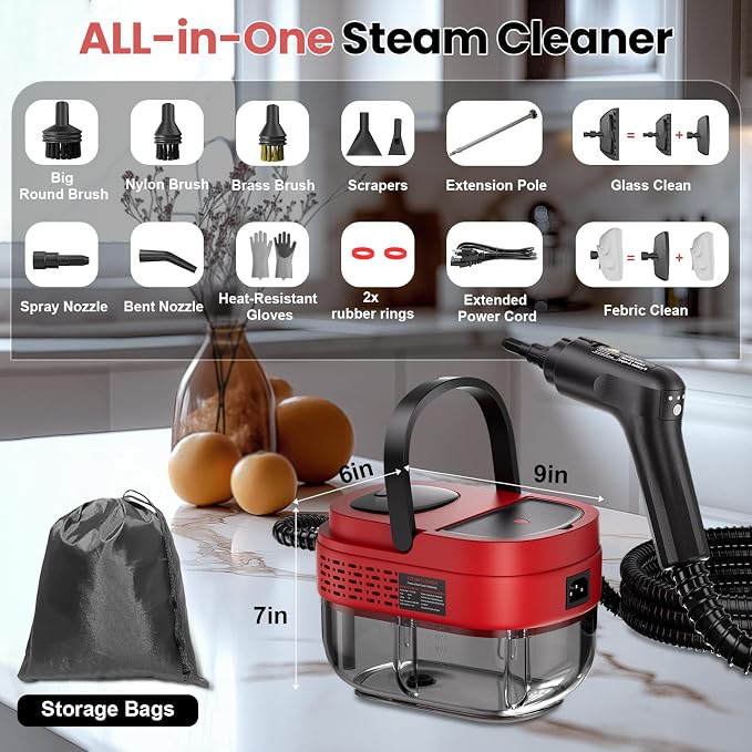 Handheld Steam Cleaner for Home, 2500W High Pressure Steam Cleaner for Car - Image 6