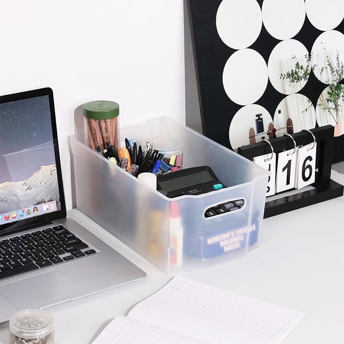 4-Pack Open Storage Organizing Bins, Matte Transparent Plastic Organizer Bins - Image 5