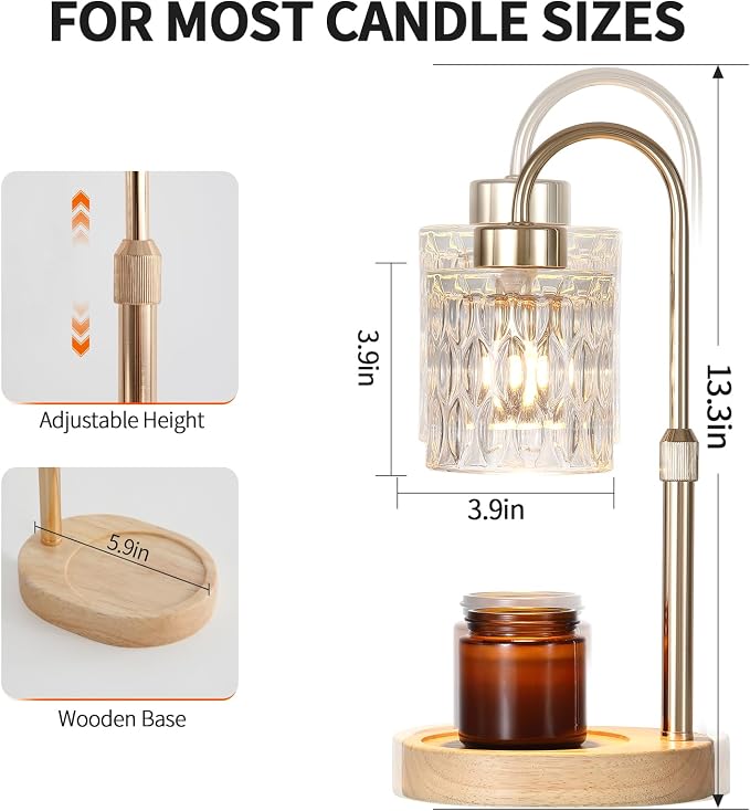 Gold Candle Warmer Lamp with Dimmer and Timer, Home Decor Lamp - Image 3