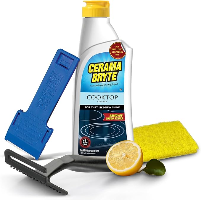 Cerama Bryte Glass Cooktop and Stove Top Cleaner Combo Kit by CeramaBryte