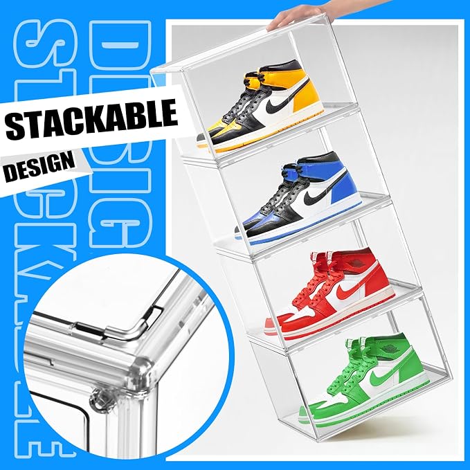 10 Pack Acrylic Shoe Storage Box Clear Plastic Stackable Acrylic Display Case - Image 5