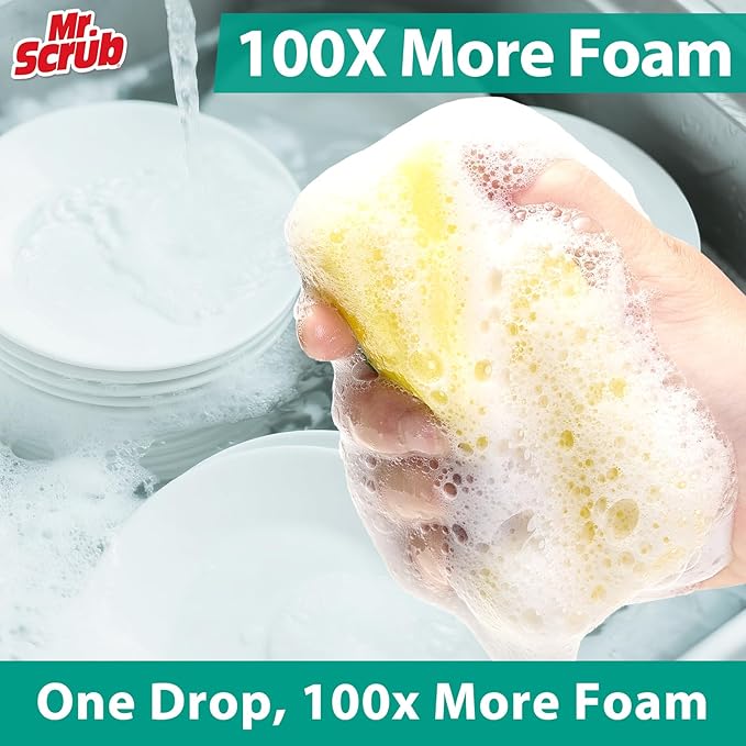 Sponges Kitchen Scrub Dish Sponge Scouring Pad, 12 Pack Cleaning Brush Scrubber - Image 4