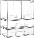 Vtopmart Clear Stackable Storage Drawers Set of 4, Plastic Organizer Bins by Vtopmart