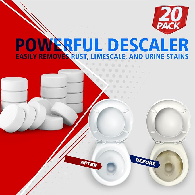 USKICH 20 Pack Toilet Bowl Cleaner Tablets, Long-Lasting Household Toilet - Image 4