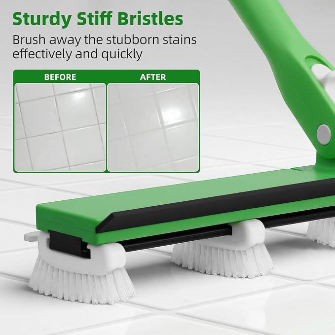 Grout Cleaner Brush with 66'' Long Handle Stiff Bristle Multi-Line Cleaner - Image 3