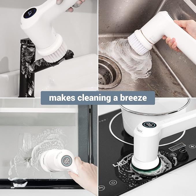 AIRSEE Electric Spin Scrubber, Cordless Power Rotating Brush, 2 Speeds - Image 2