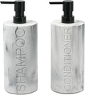 Marble Resin 2 Piece Shampoo and Conditioner Dispenser Set, Luxurious by IndecorHome