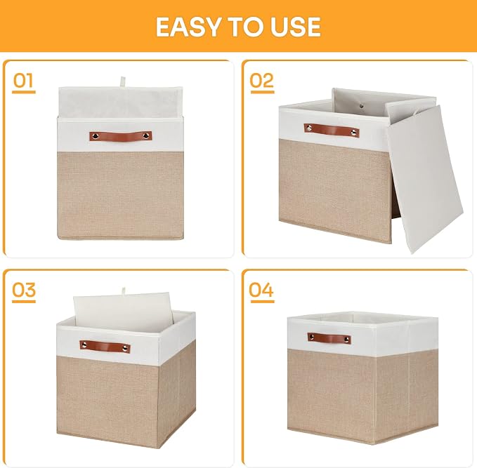 DULLEMELO Cube Storage Bins, Collapsible foldable Linen Canvas Closet Storage - Image 7