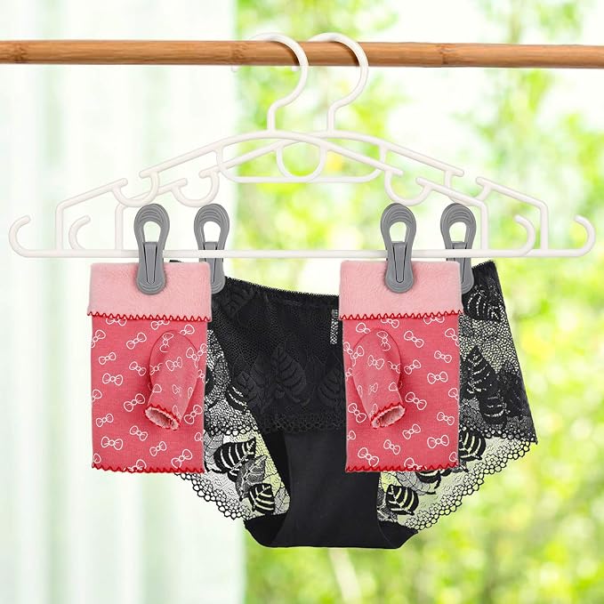Tinfol 24pc Grey Plastic Hanger Clips, Strong Pinch Grip Finger Clips - Image 7