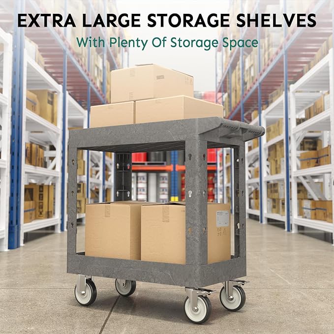 Utility Cart on Wheels, 1000 lbs Capacity Rolling Service Cart, 34 x 17 Inch - Image 6