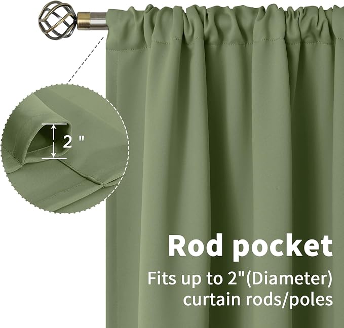 BGment Olive Green Blackout Curtains 45 Inch Length - Image 5