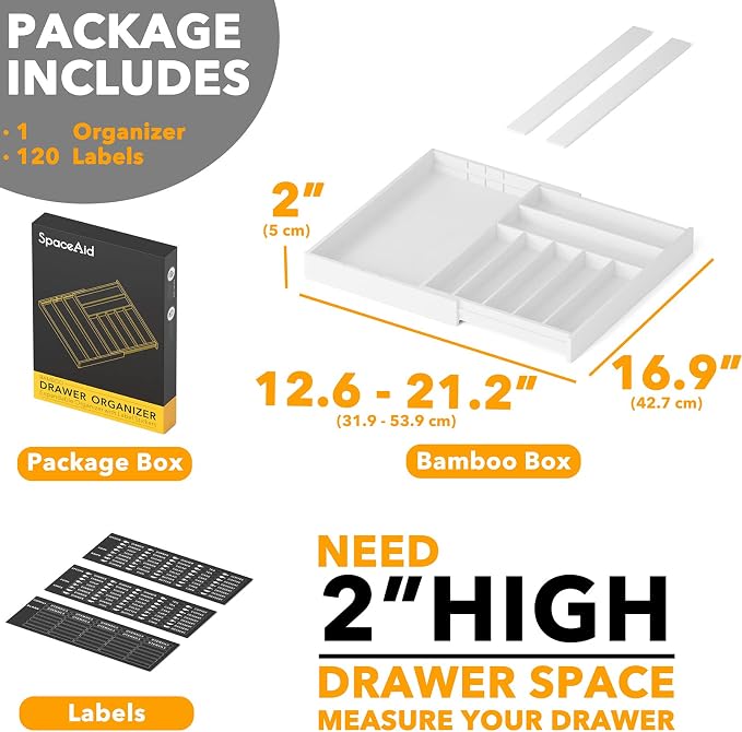 SpaceAid Bamboo Silverware Drawer Organizer - Image 4