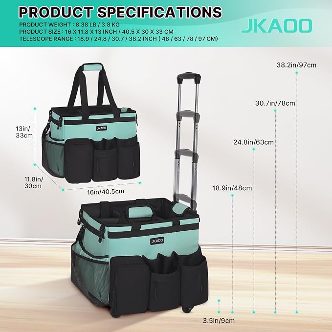Large Rolling Cleaning Caddy Bag - Image 2