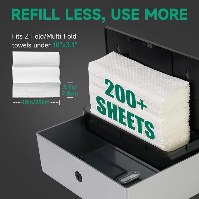 Wall-Mounted Paper Towel Dispenser – Fits Tri-Fold Towels up to 10x3.1 Inches - Image 2
