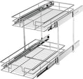 LOVMOR 2 Tier Individual Pull Out Cabinet Organizer 11" W x 18" D, Slide Out by LOVMOR