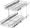 LOVMOR 2 Tier Individual Pull Out Cabinet Organizer 11"W x 21"D, Slide Out by LOVMOR