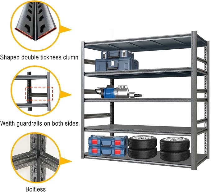 Storage Shelf 5-Tier Garage Shelving, Industrial Shelving - Image 6