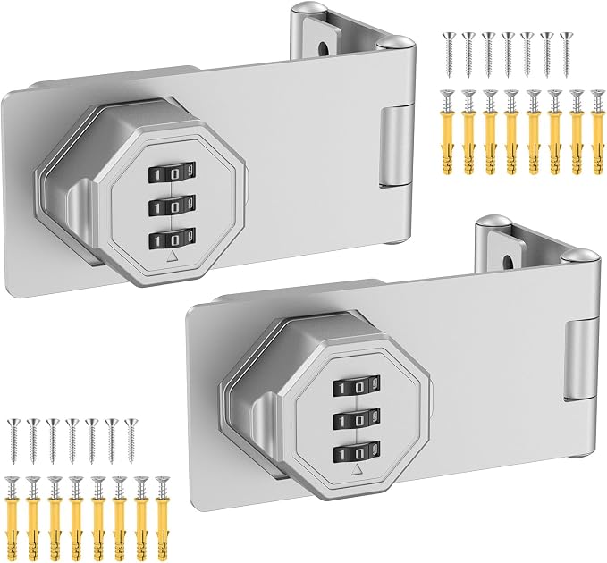90 Degree 3-Digit Combination Cabinet Lock, Zinc Alloy Keyless Folding Hasp by BiceNoning