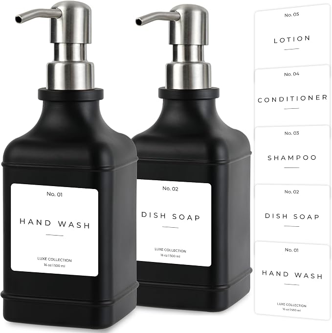 Emerson Essentials Soap Dispenser, Dish Soap Dispenser, Soap Bottle Bathroom Set by Emerson+Essentials