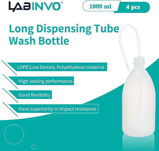 4pcs of Economy Wash Bottles, Vol.1000ml, Narrow-Mouth Squeeze Bottles Bottles - Image 2
