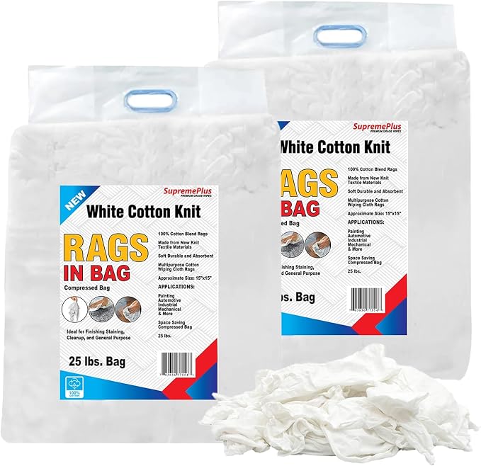 Premium White T-Shirt Cleaning Rags – White Cotton Rag by SupremePlus