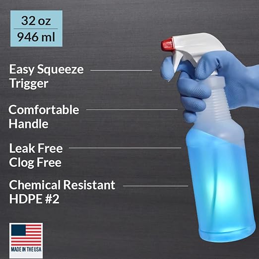 Pinnacle Mercantile Plastic Spray Bottles Leak Proof Technology Empty 32 oz - Image 2