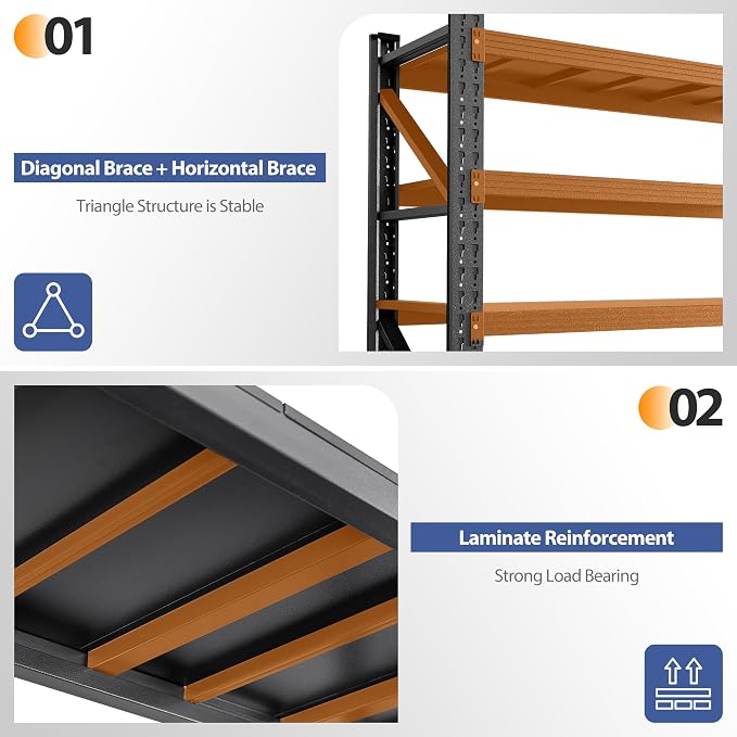 3000LBS Storage Shelves, Adjustable Industrial Shelving, 4 Tier Metal Shelving - Image 6