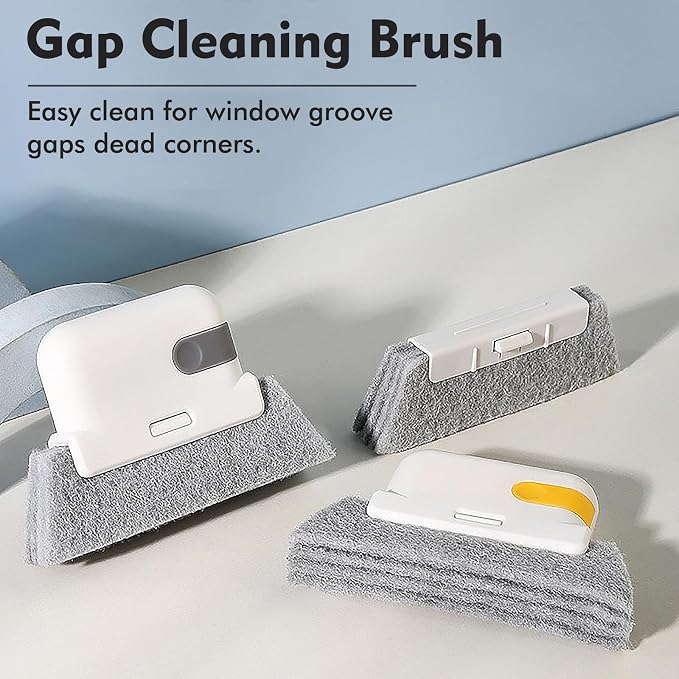 Window Cleaning Brush, 3 in 1 Window Sliding Door Track Cleaner, Tile Lines - Image 3