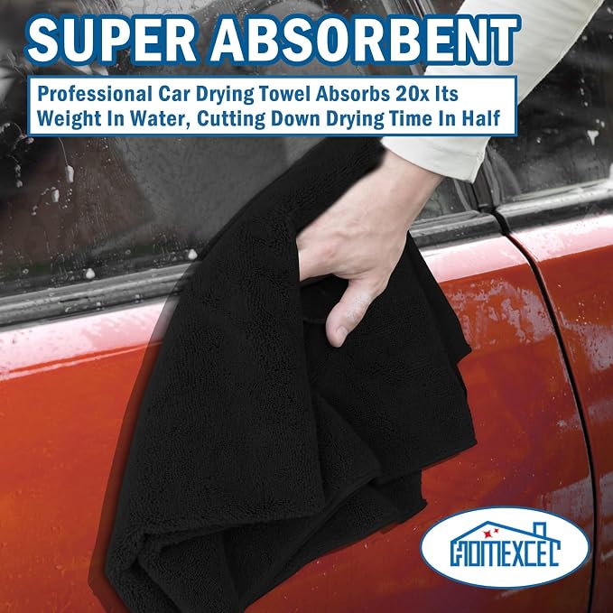 HOMEXCEL Professional Large Microfiber Car Drying Towels 2 Pack, Lint Free - Image 4