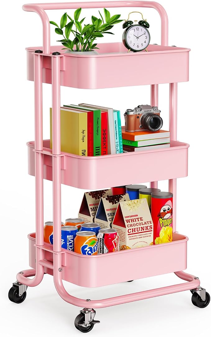 Pipishell 3 Tier Mesh Utility Cart, Rolling Metal Organization Cart by Pipishell