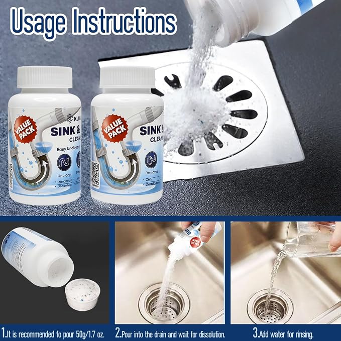 Pipe Dredge, Powerful Foaming Sink & Drain Cleaner Powder - Image 6