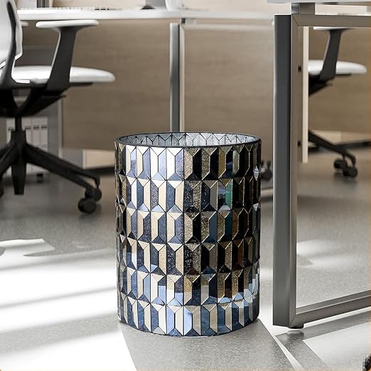 Escenzy Modern Bathroom Trash Can Mosaic Glass 6L | Decorative Small Garbage - Image 6