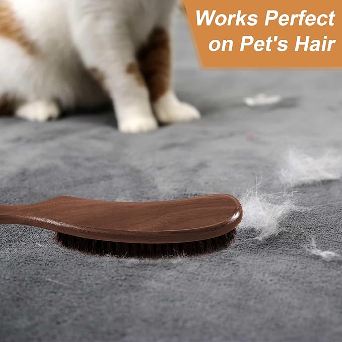 Wood Felt Brush, Large Black Walnut Wood Handle Boar Bristle Lint Brush - Image 5