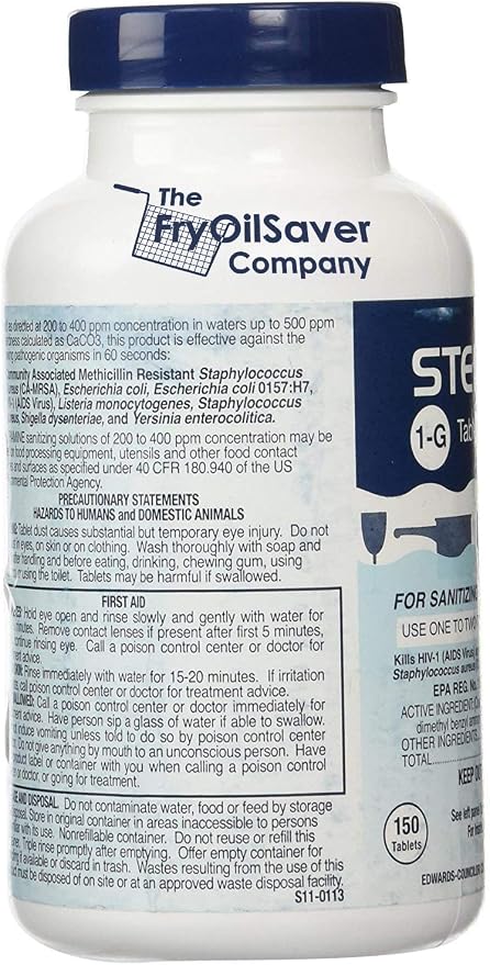 1 Bottle Steramine Sanitizer Tablets w/15x QT-10 Test Strips - Image 2