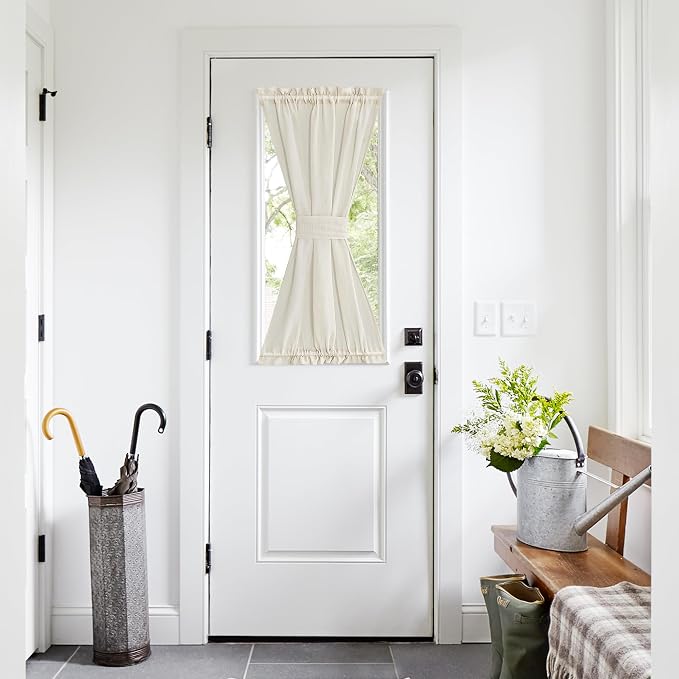 NICETOWN Side Light Door Curtains 40 inch Length Privacy Linen Texture Semi by NICETOWN
