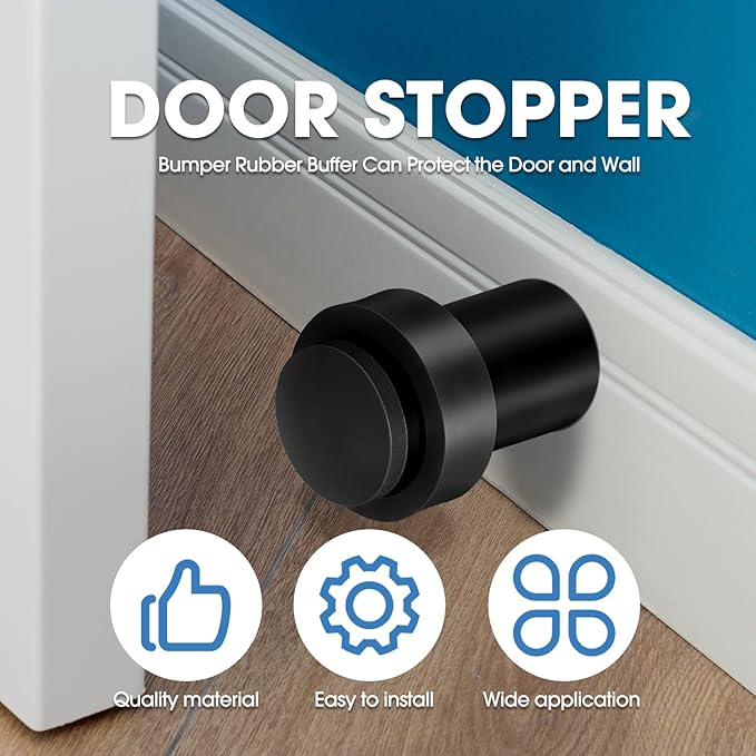 Chumia 20 Pcs Door Stopper Mounted Floor Stops Stainless Steel Cylindrical - Image 4