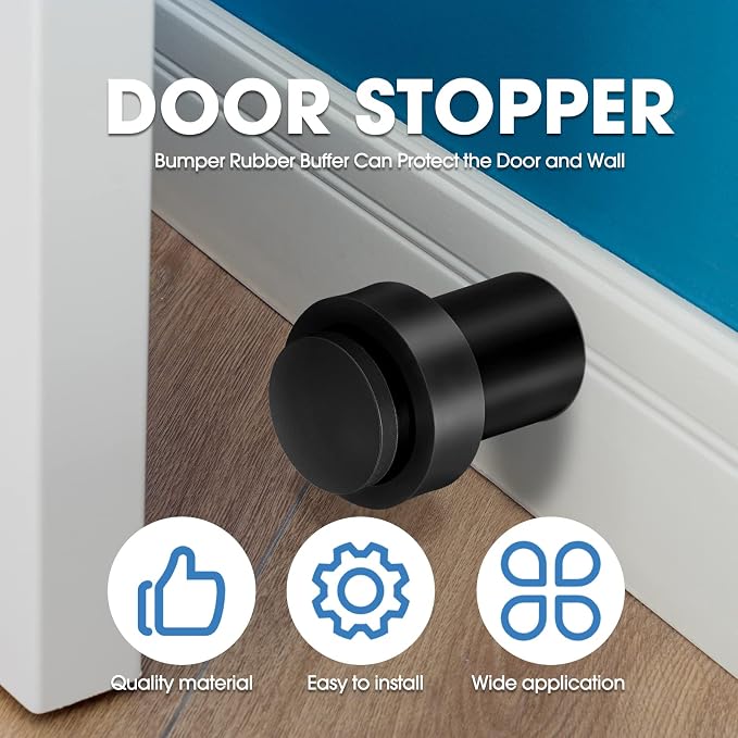 Chumia 6 Pcs Door Stopper Mounted Floor Stops Stainless Steel Cylindrical - Image 5