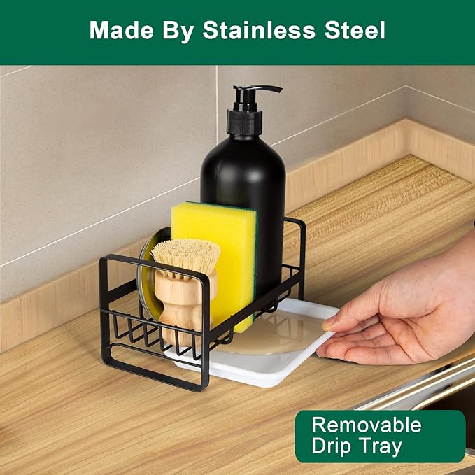 TEZZ Sponge Holder for Kitchen Sink- Stainless Steel Kitchen Sink Caddy for - Image 3