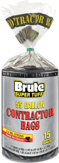 Heavy Duty Contractor Bags, Extra Large Trash Bags, Twist Tie Closure, 55 Gallon by Brute+Super+Tuff