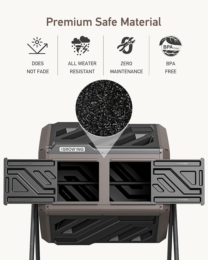 THEGROW'ING Updated 43 Gallon Compost Bin Outdoor, Fast Assemble Tumbling - Image 6