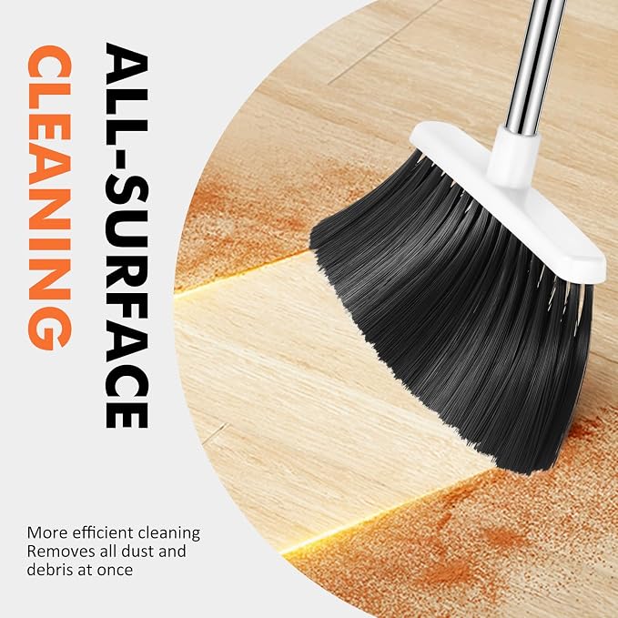 Heavy Duty Broom, 55 Inch Long Handle Outdoor Large Angle Brooms, Commercial - Image 6