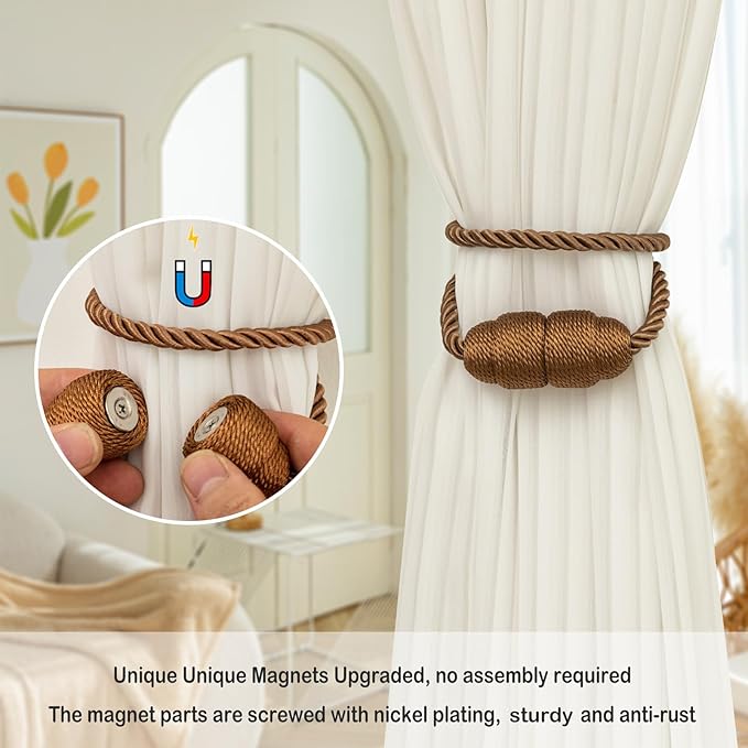 Magnetic Curtain Tiebacks Rope Curtain Tie Backs - Image 3