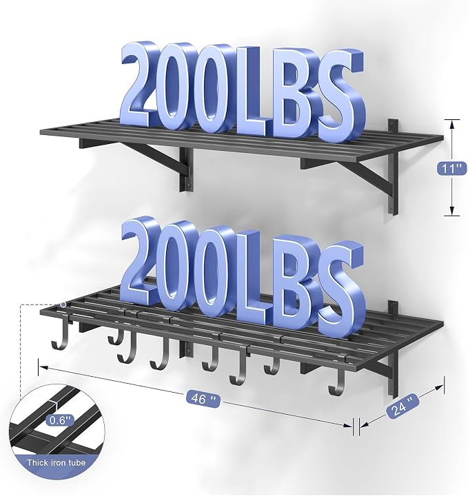 2-Pack 2x4ft Garage Shelving Wall Mounted, 400LB Capacity - Image 3