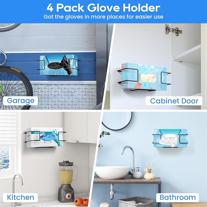 THYGIFTREE Glove Box Holder Wall Mount Dispenser, 4 Pack Metal Rack - Image 2