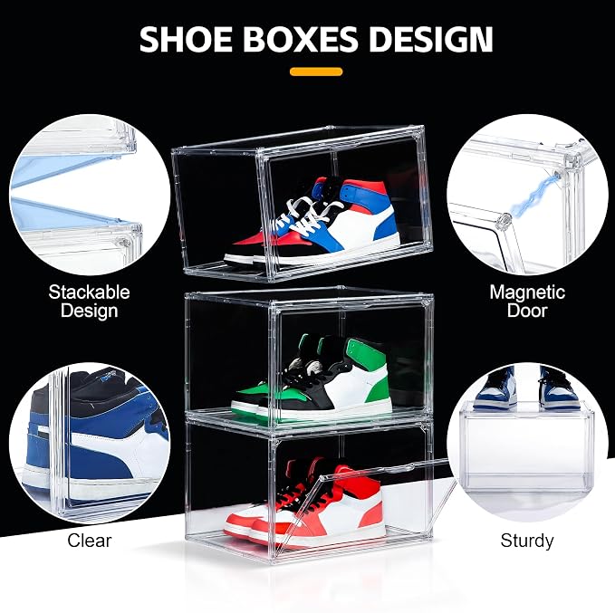 NYZE 12 Pack Acrylic Shoe Boxes Side Open, Shoe Storage Organizer - Image 3