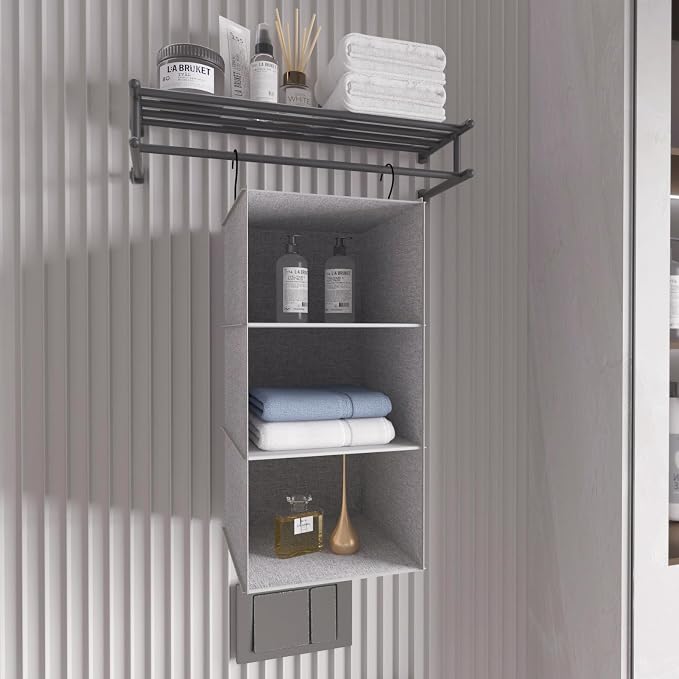 Hanging Closet Organizer, Easy Mount Collapsible 3-Shelf Camper Closet Wardrobe - Image 8