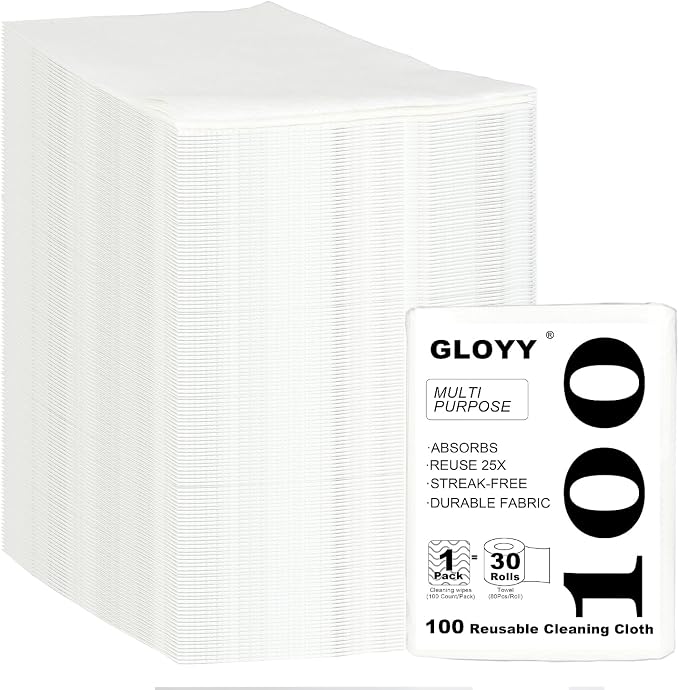100 Count Disposable Cleaning Towels and Dish Cloths, Super Absorbent Dishcloths by GLOYY